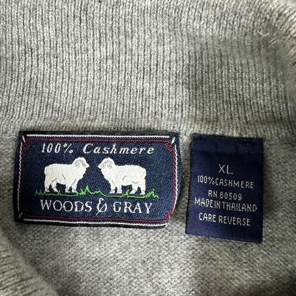 Woods & Gray Women's 100% Cashmere Short Sleeve Polo Sweater Light Gray XL - Picture 3 of 7